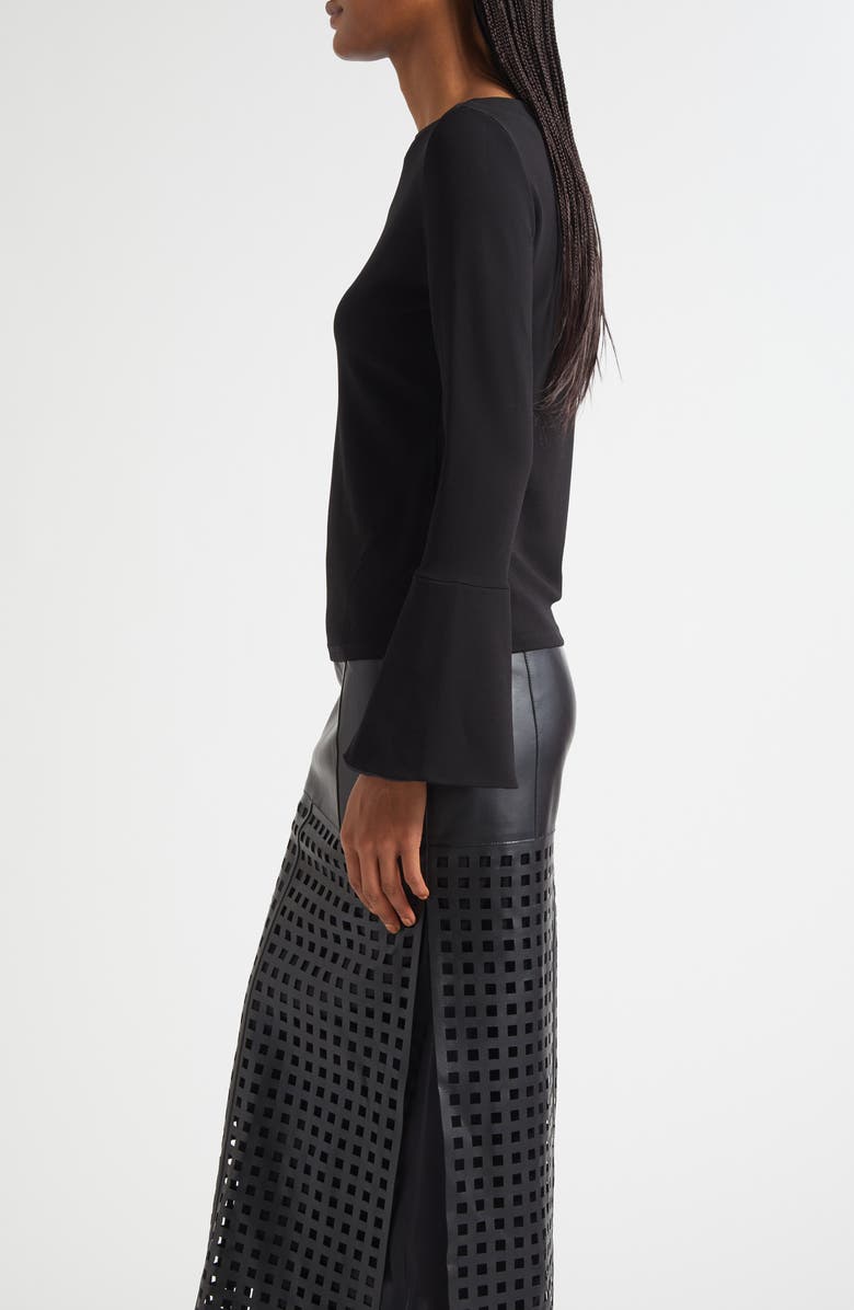 Emporio Armani Bell Sleeve Crepe Top, Alternate, color, Solid Black