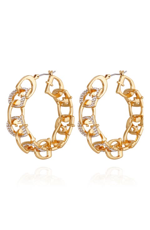 Pavé Crystal 'G' Hoop Earrings