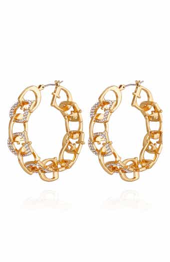 GUESS Pavé Crystal 'G' Hoop Earrings