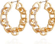 GUESS Pavé Crystal 'G' Hoop Earrings