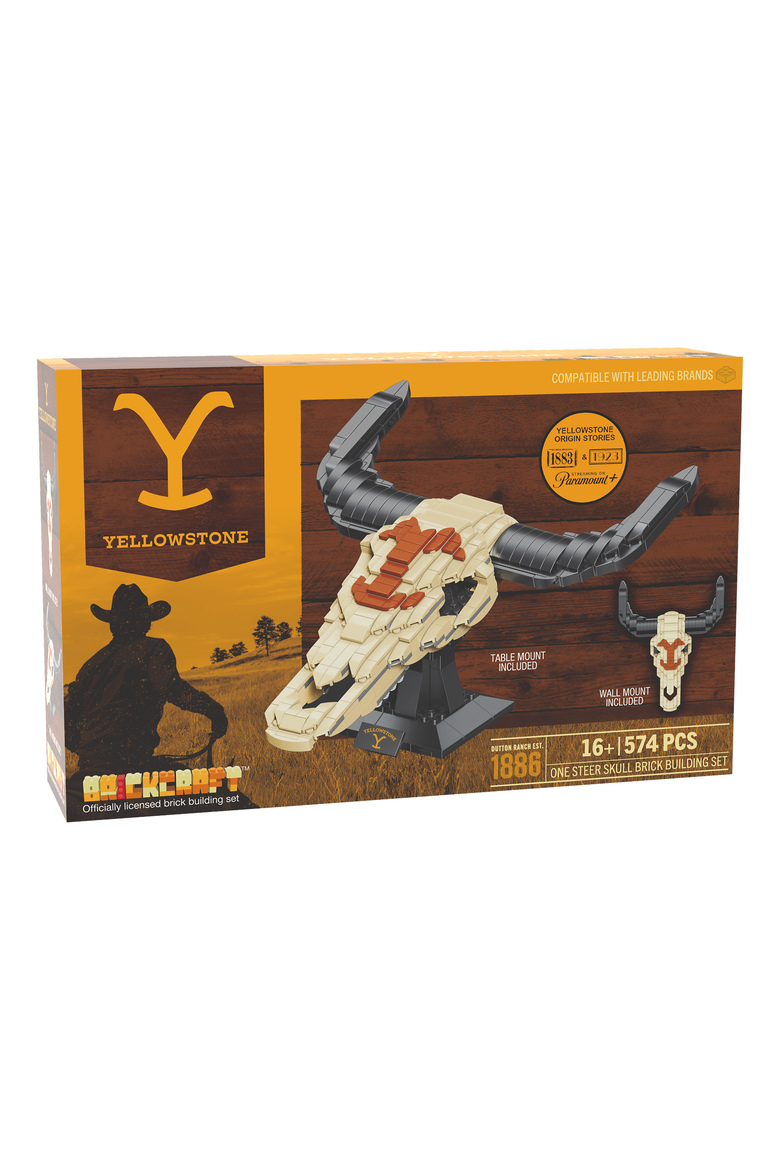 Yellowstone Steer Skull Building Set, Main, color, Yellow
