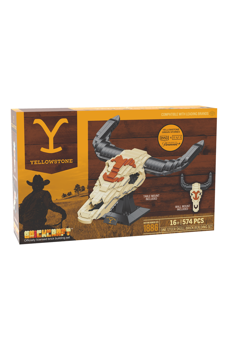 Brickcraft Yellowstone Steer Skull Building Set, Main, color, Yellow