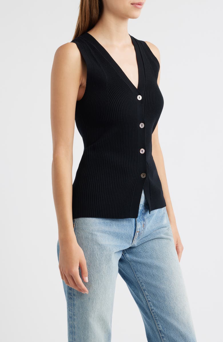 Rails Tatia Rib Button-Up Vest, Alternate, color, Black