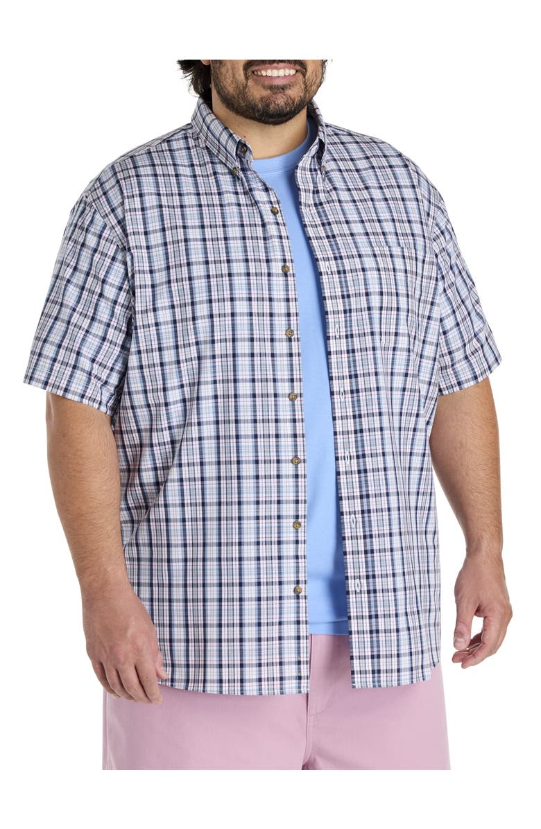 Harbor Bay by DXL Big & Tall Easy-Care Plaid Sport Shirt, Main, color, Blue Multi