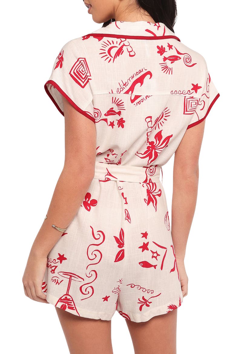 Kensie Printed Romper, Alternate, color, BIARITZ