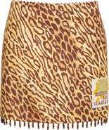 Zimmermann Coco Leopard Print Beaded Fringe Skirt
