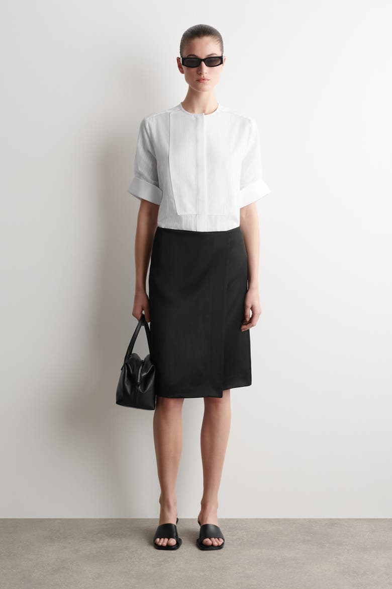 Bib-front Stripe-jacquard Cotton Shirt, Alternate, color, WHITE