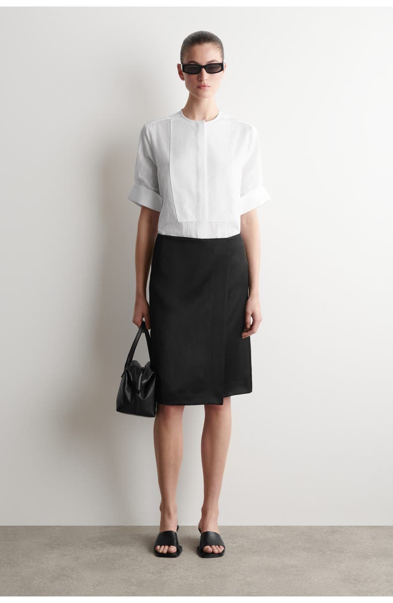 COS Bib-front Stripe-jacquard Cotton Shirt, Alternate, color, White