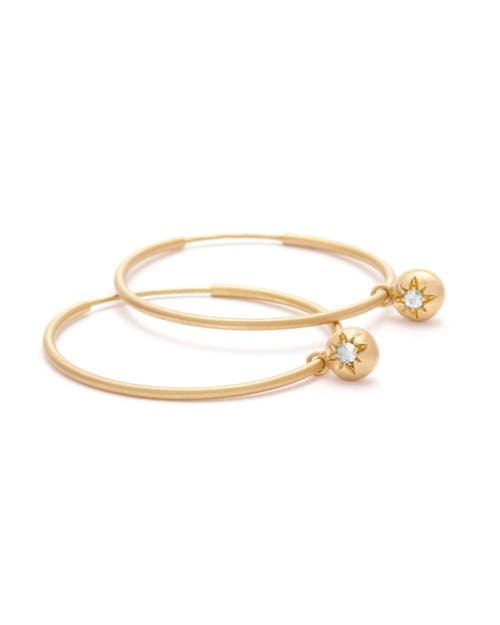 Eloise Jewelry Moon Hoops Natural Diamond. Handmade In Gold