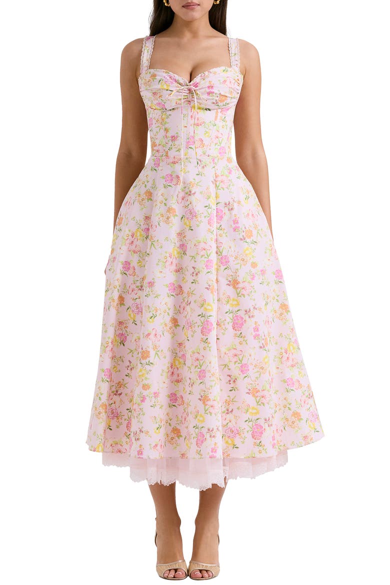 Rosalee Floral Stretch Cotton Petticoat Dress, Main, color, PINK FLORAL PRINT