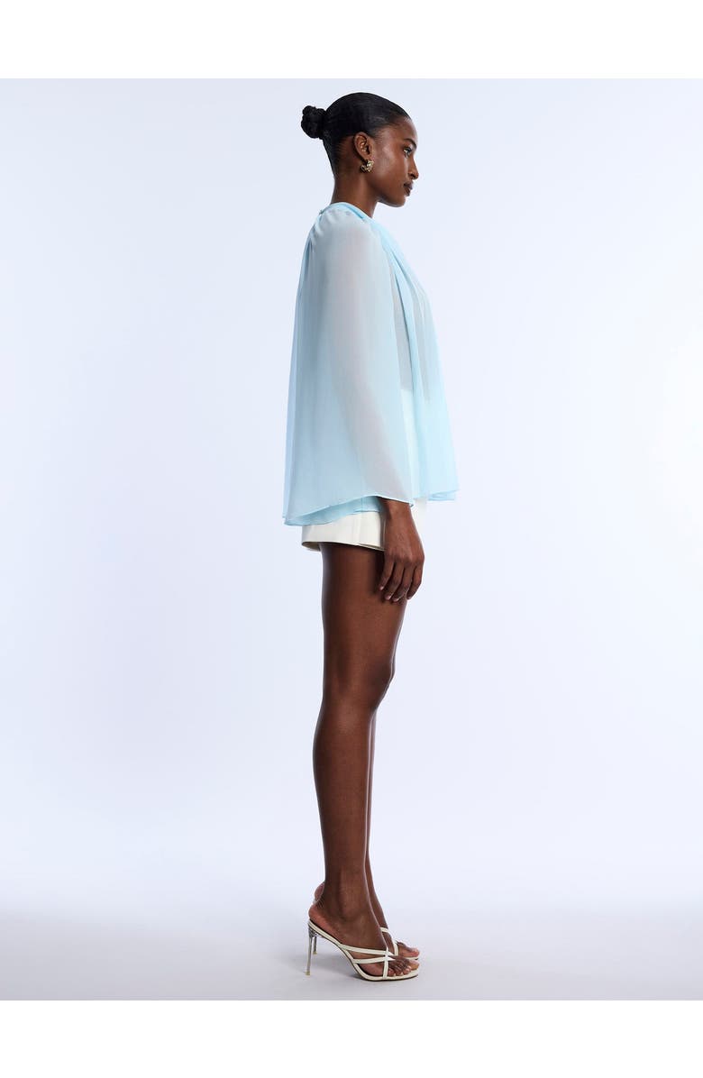 BCBGMAXAZRIA Pleated Sheer Blouse, Alternate, color, Seafoam