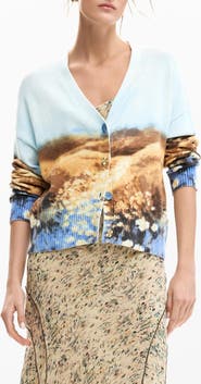 Desigual Abstract Print Stretch Cotton Cardigan