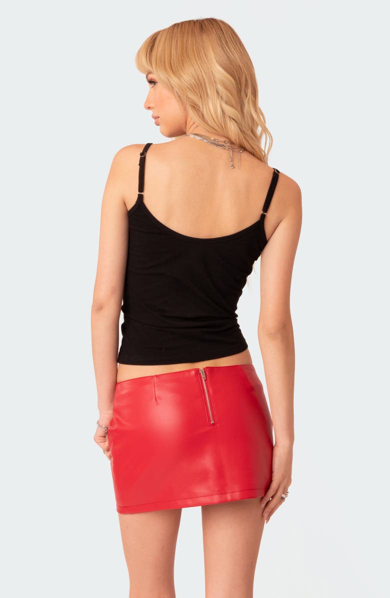 EDIKTED Noa Low Rise Faux Leather Miniskirt, Alternate, color, Red