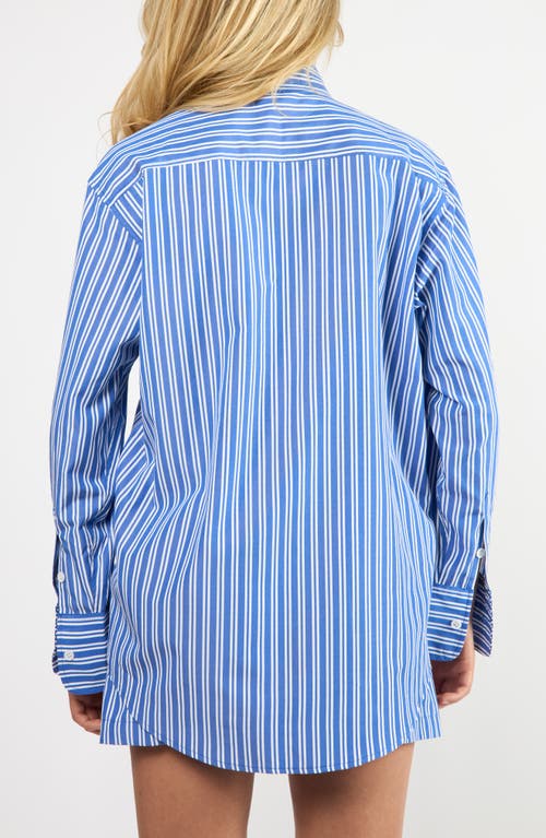 VIENS AVEC MOI VIENS AVEC MOI SEASIDE STRIPE COTTON BLEND BUTTON-UP SHIRT