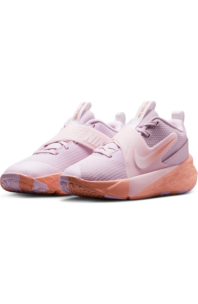 Nike Kids' Team Hustle D 12 Basketball Shoe, Main, color, Doll/ Pink/ White/ Apricot