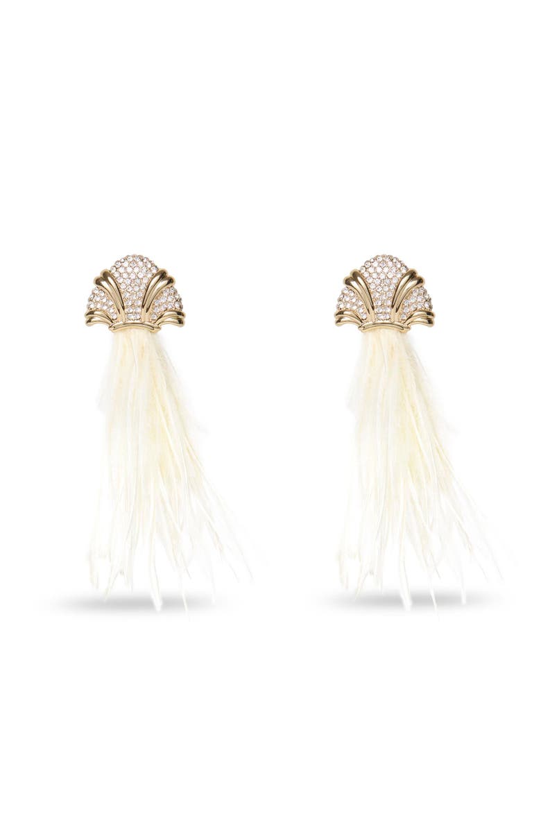 Lele Sadoughi The Met X Lele Toulouse Mlle Feather Earring, Main, color, Mademoiselle Eglantine 960