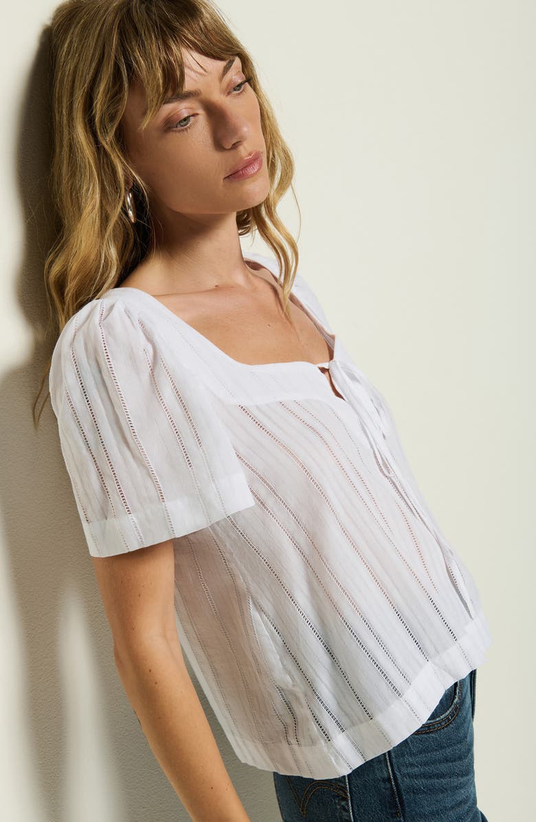 Nation LTD Vanity Ladder Stitch Inset Cotton Top, Alternate, color, White