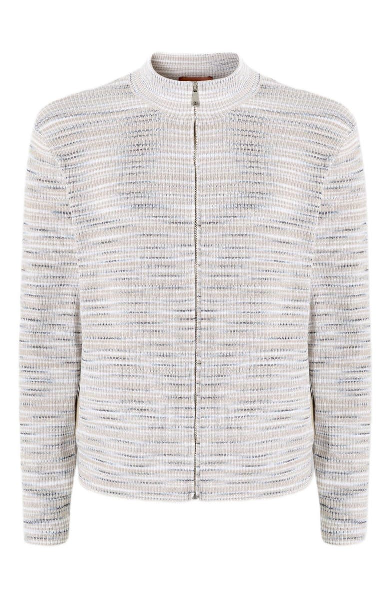 Missoni Ribbed Cotton Cardigan With Mock Neck And Space-dye Texture, Alternate, color, Multicoloured