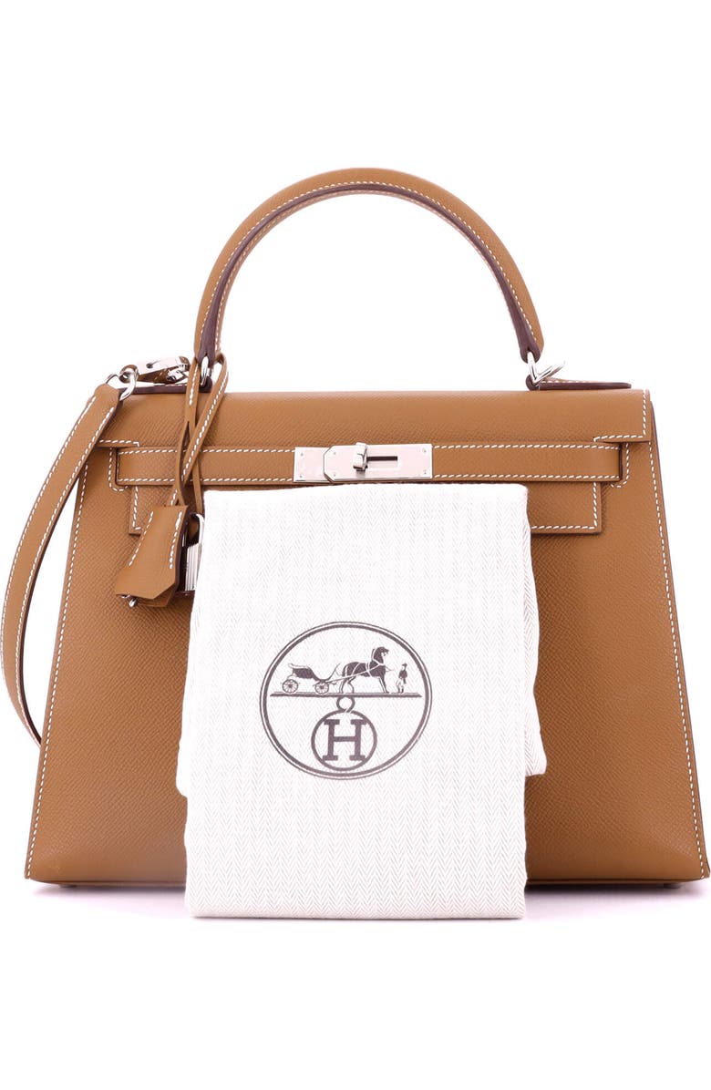 Pre-Owned Hermes Kelly Handbag Brown Epsom with Palladium Hardware 28, Alternate, color,