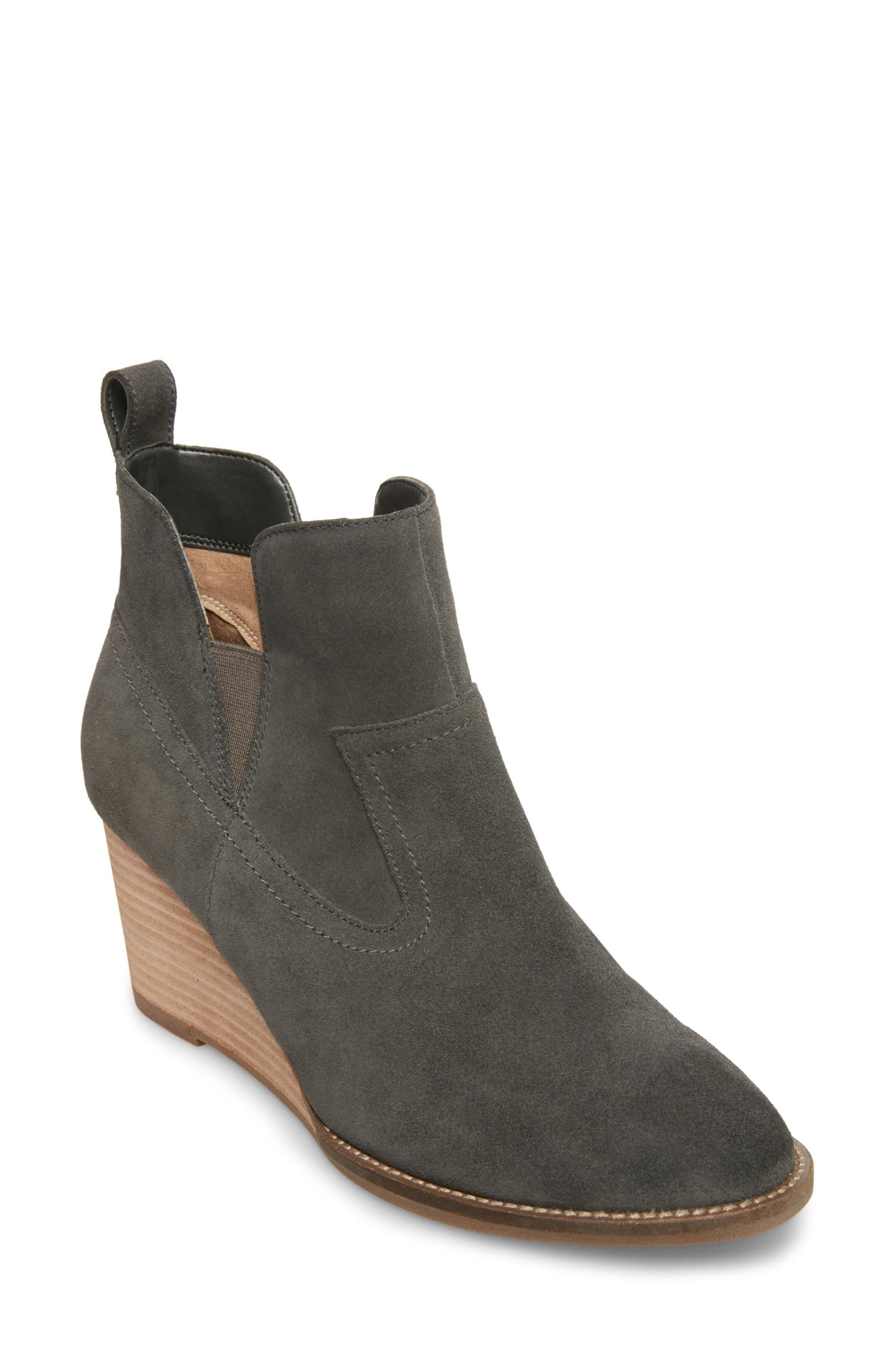 Blondo Irving Waterproof Wedge Bootie, Main, color, Dark Grey Suede