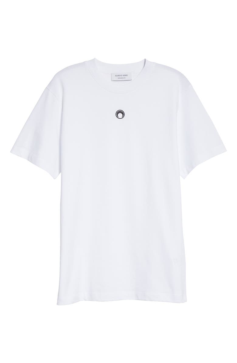Marine Serre Embroidered Logo Oversize Organic Cotton T-Shirt, Alternate, color, 