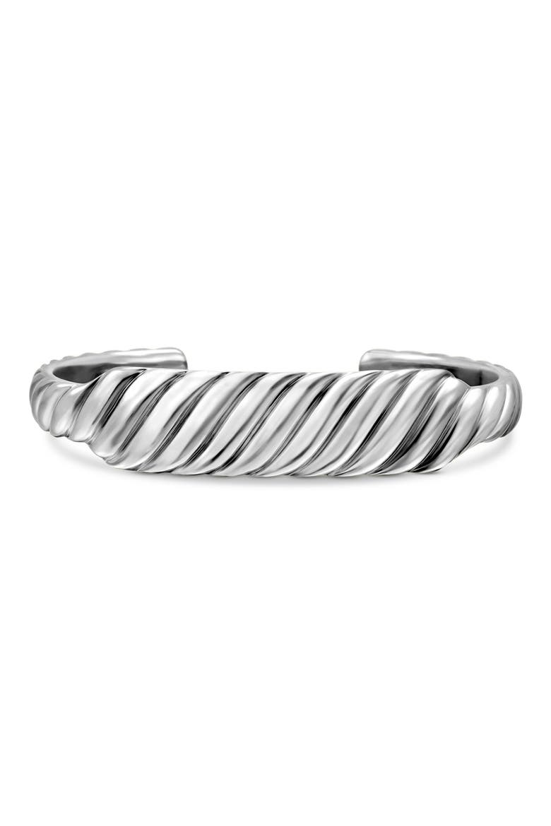Sculpted Cable Contour Cuff Bracelet, 13mm, Main, color, STERLING SILVER