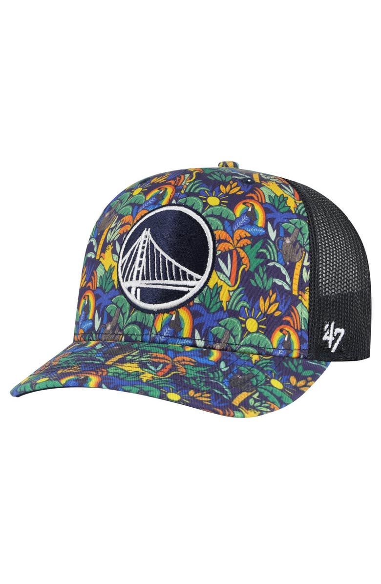 '47 Men's '47 Navy Golden State Warriors Jungle Trucker Adjustable Hat, Main, color,