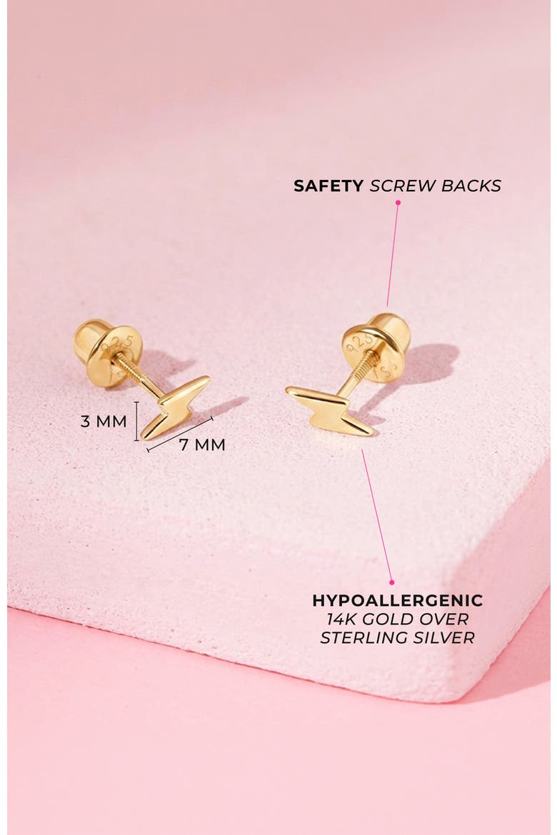 Electric Lightening Bolt Plated Earrings, Alternate, color, Gold