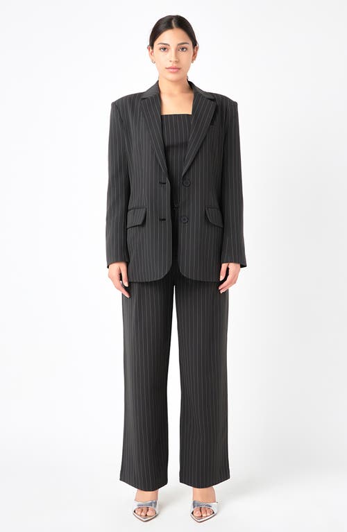 Grey Lab Oversize Pinstripe Blazer In Black