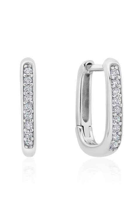 Pavé Square Huggie Hoop Earrings
