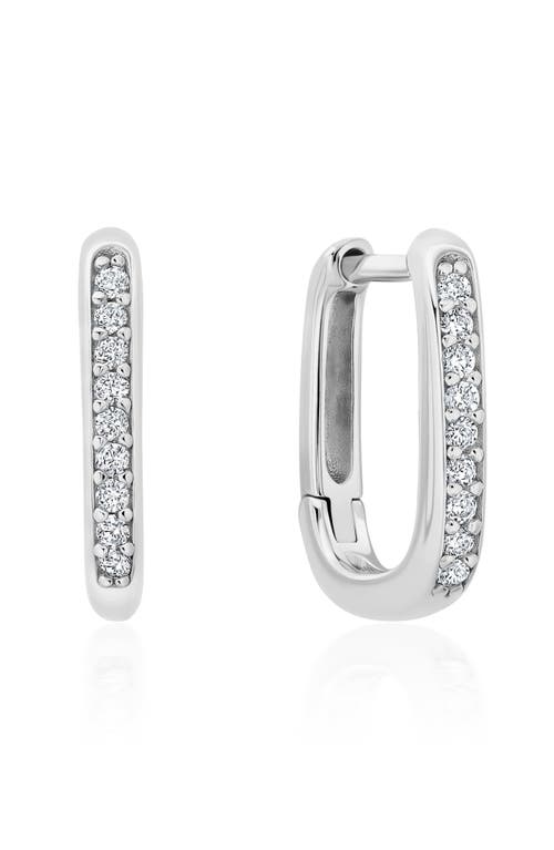 Crislu Pavé Square Huggie Hoop Earrings in Pure Platinum/Clear Stone 