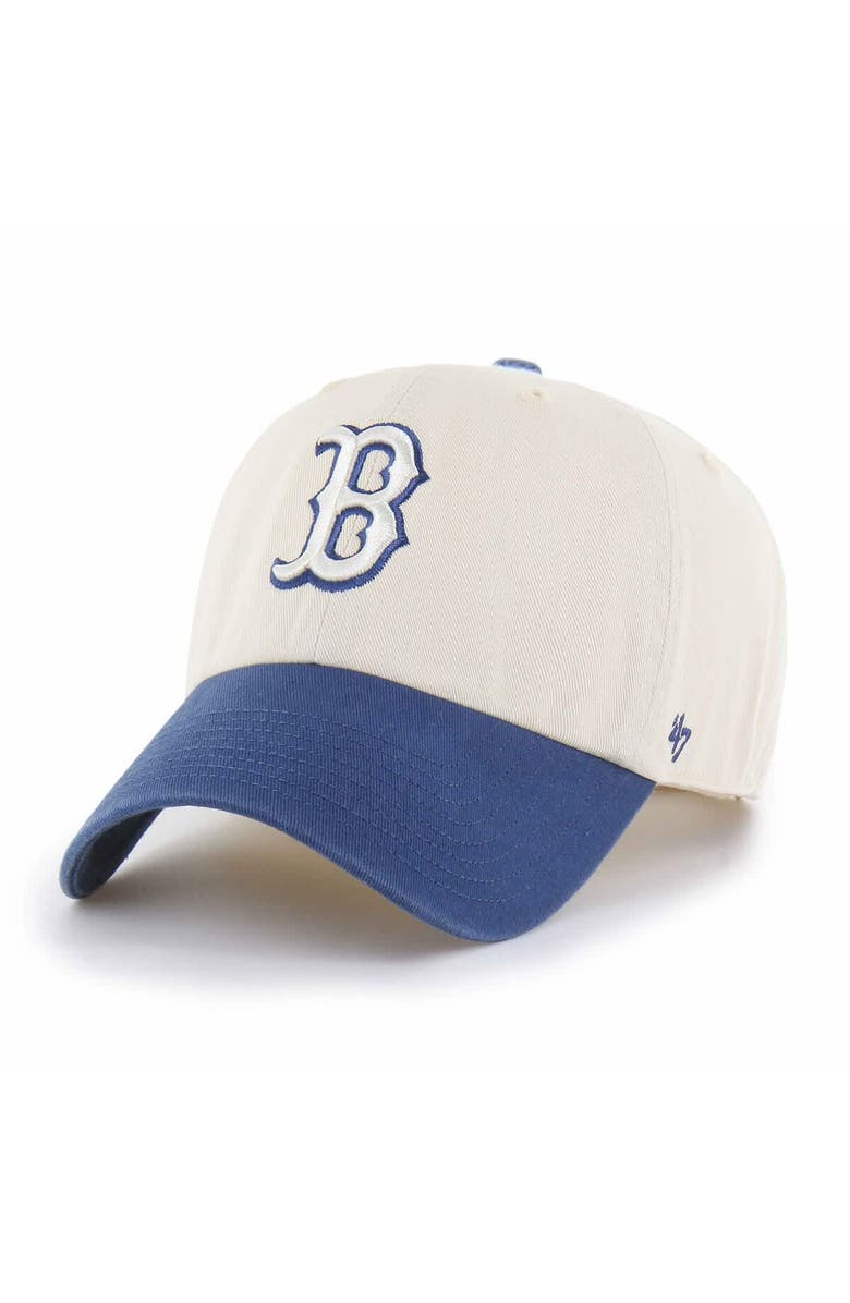 '47 Men's '47  Natural/Blue Boston Red Sox Two-Tone Fashion Clean Up Adjustable Hat, Main, color, Natural