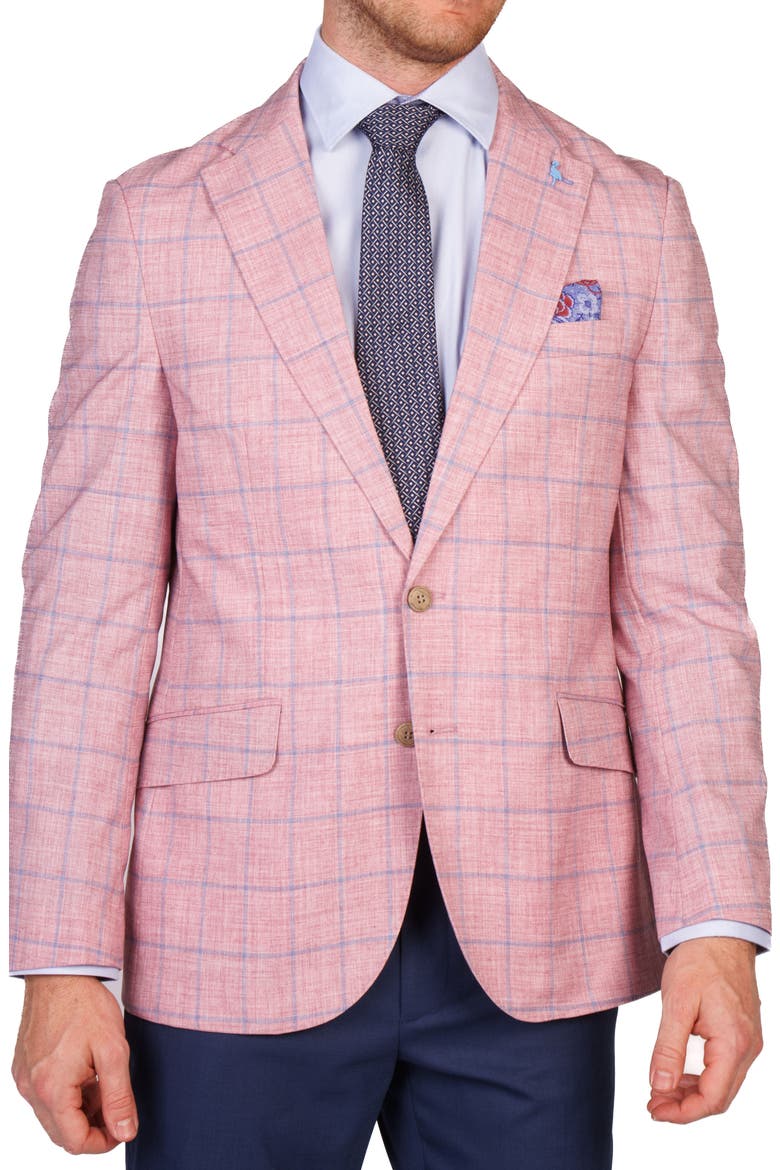 Textured Yarn Dyed Windowpane Sport Coat, Main, color, SUNWASHED RED