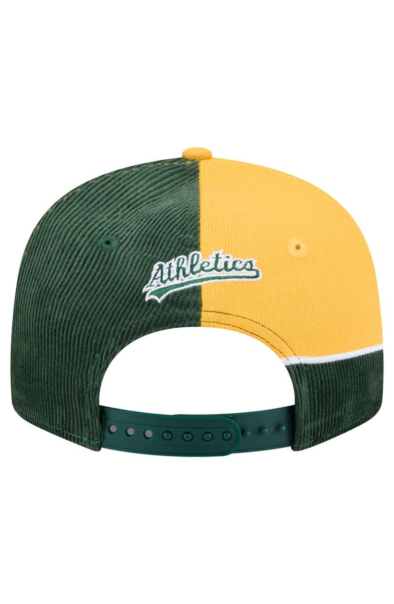 New Era Men's New Era Green/Gold Athletics Retro Split Corduroy Snapback Hat, Alternate, color, Green