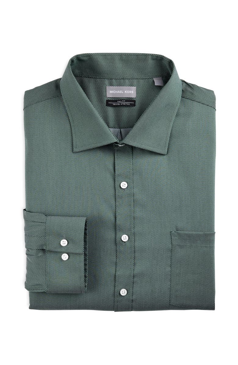 Michael Kors Big & Tall Micro Patterned Performance Dress Shirt, Main, color, Green