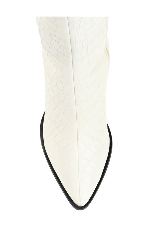 Journee Signature Laila Leather Boot In Off White