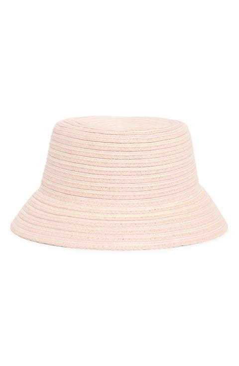 Two Tone Stripe Paper Woven Bucket Hat