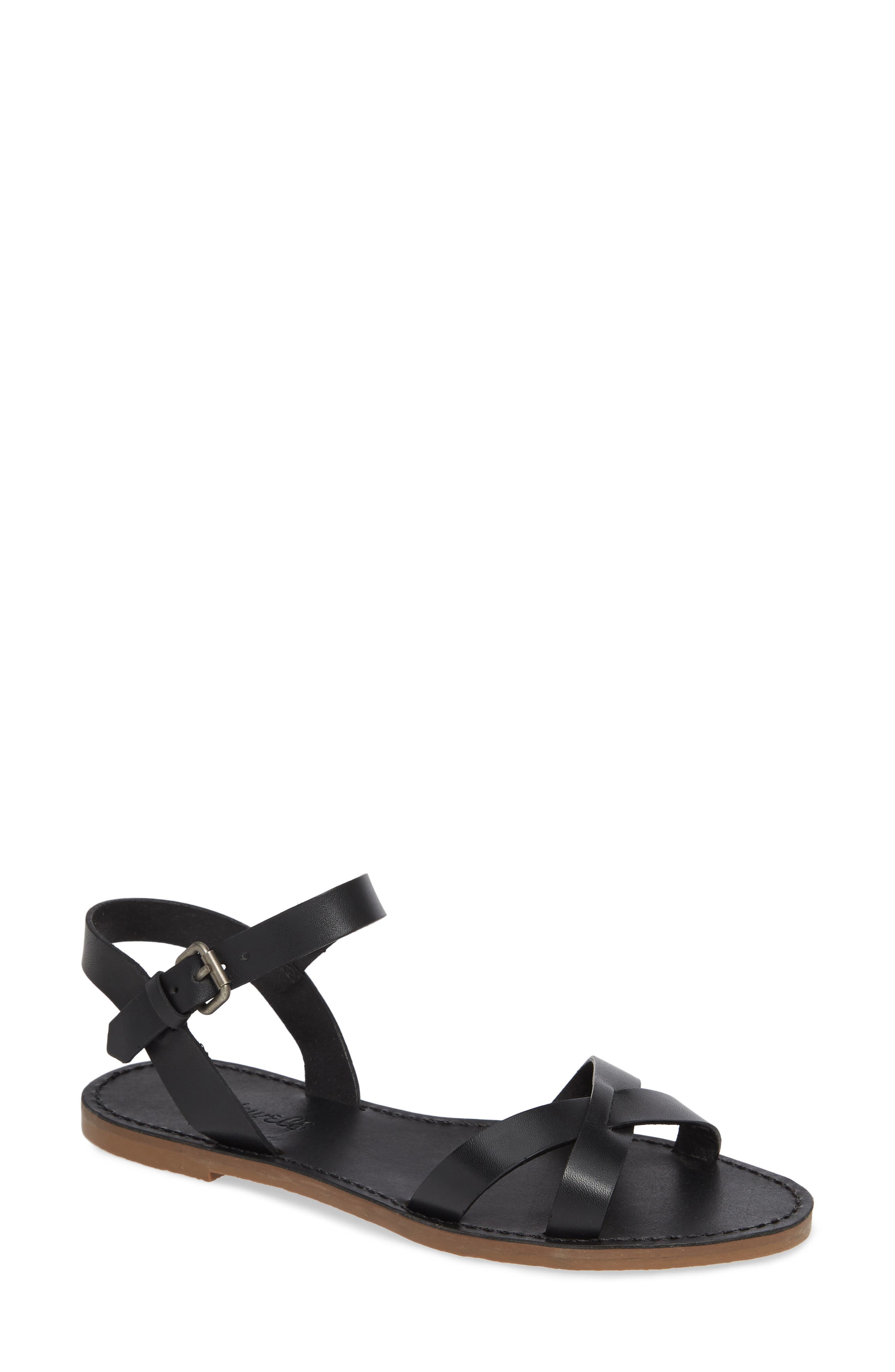 Boardwalk Quarter Strap Sandal, Main, color, TRUE BLACK LEATHER