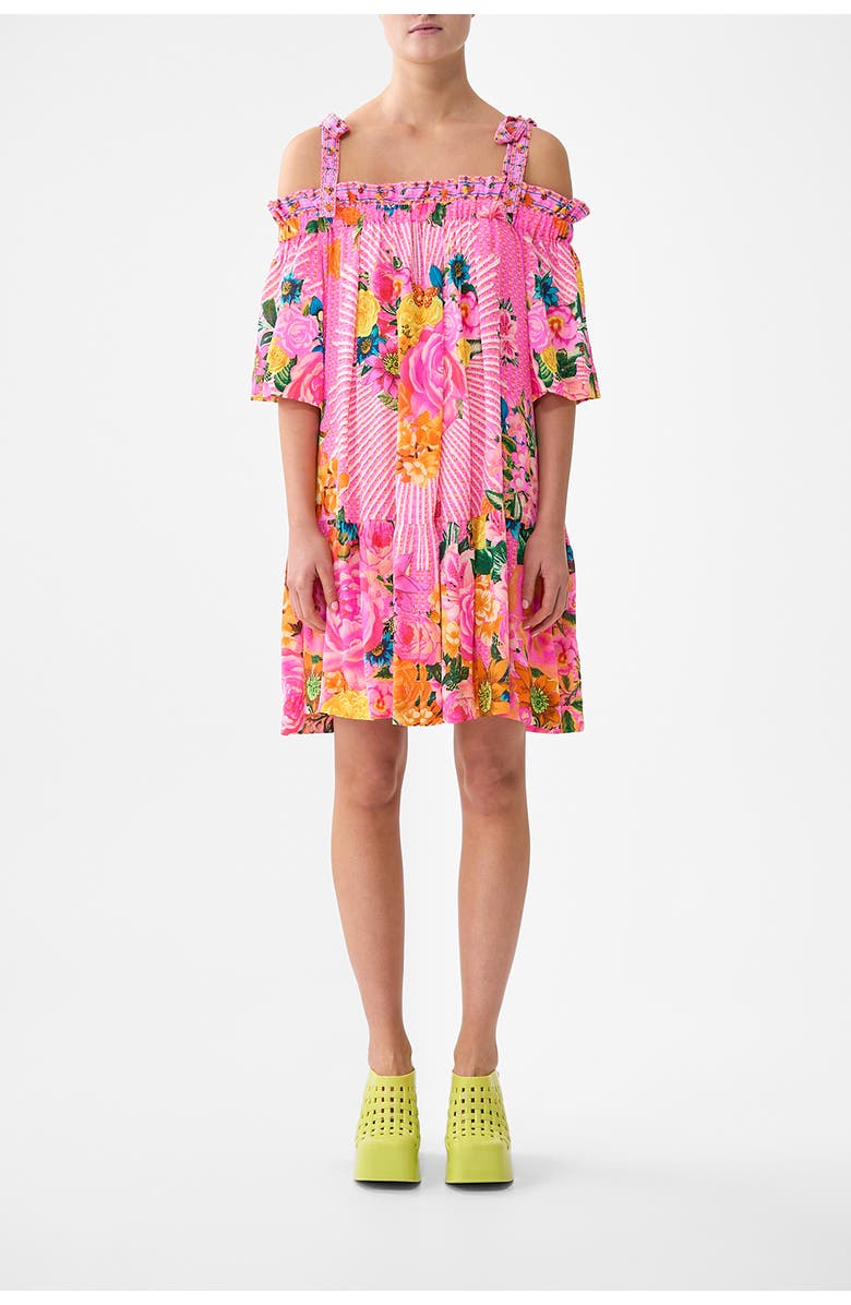 Camilla Off Shoulder Frill Dress With Straps, Main, color, Illustration Nation