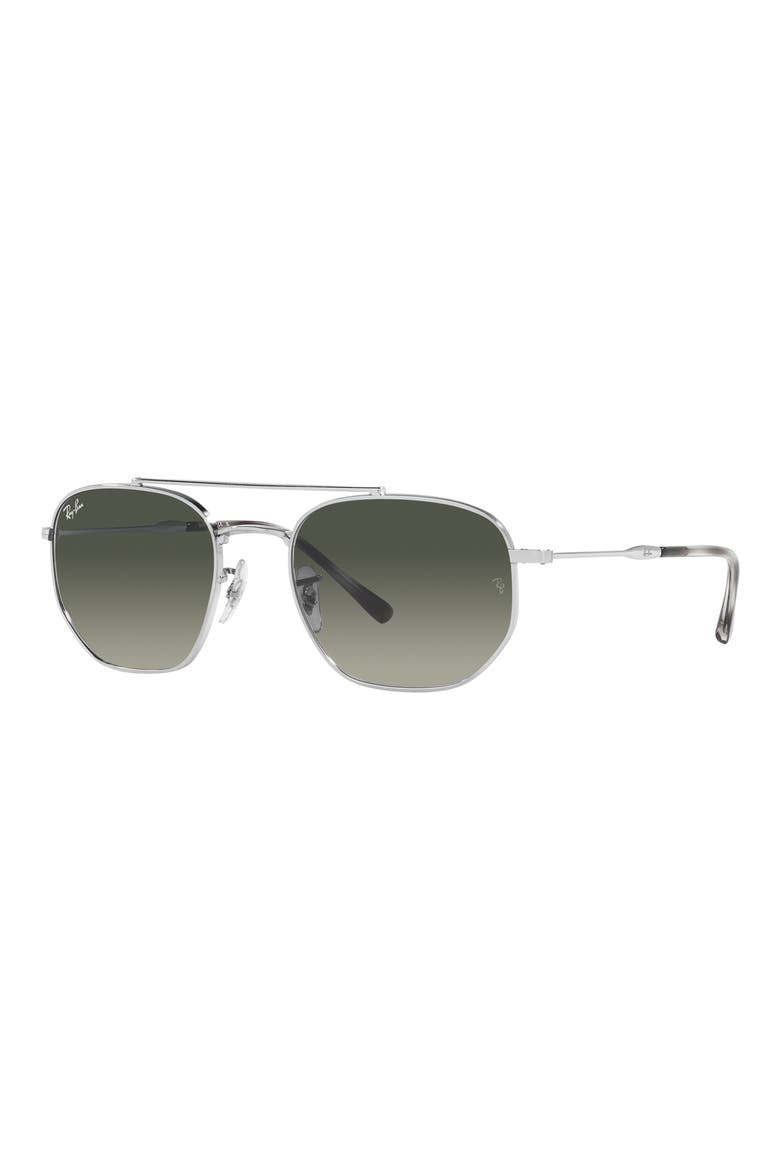 57mm Gradient Square Aviator Sunglasses, Alternate, color, SILVER