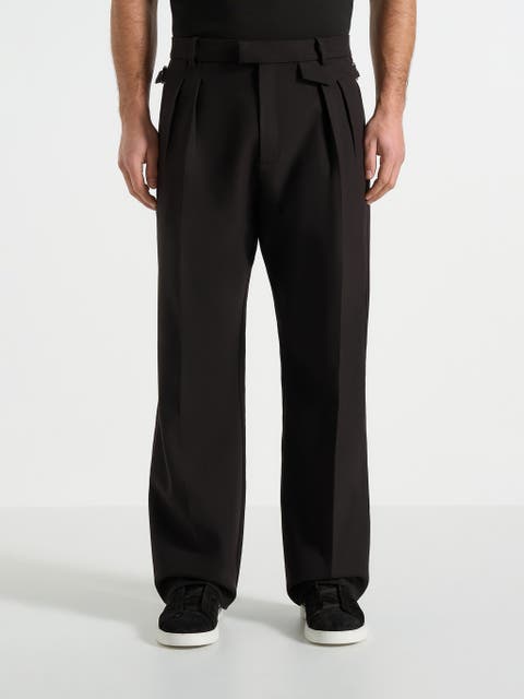 Pierre Relaxed Fit Pleated Tailored Trousers - Black