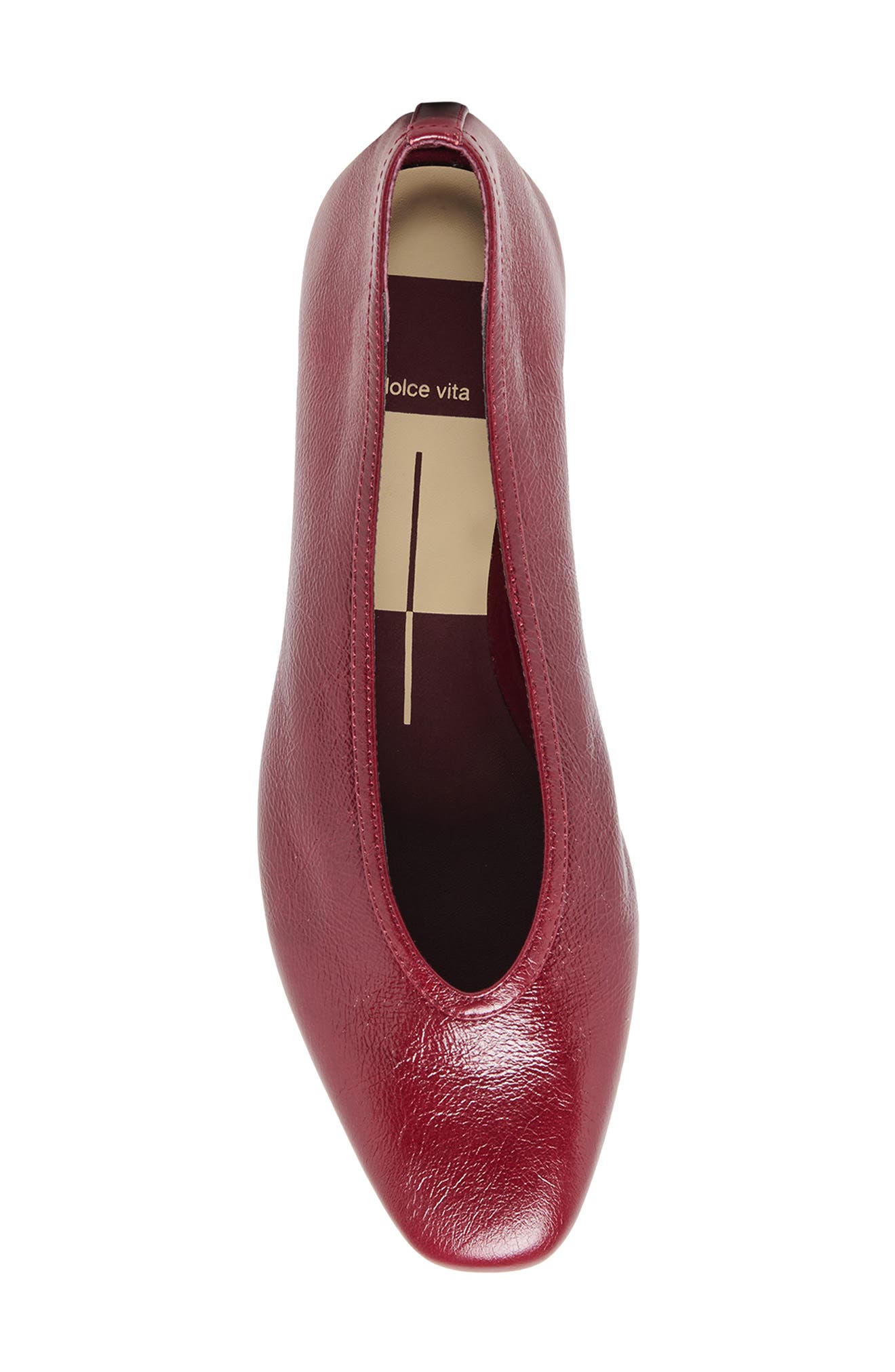 Caret Flat, Alternate, color, GARNET LEATHER
