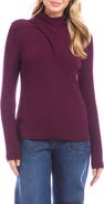 Karen Kane Rib Faux Wrap Turtleneck Top
