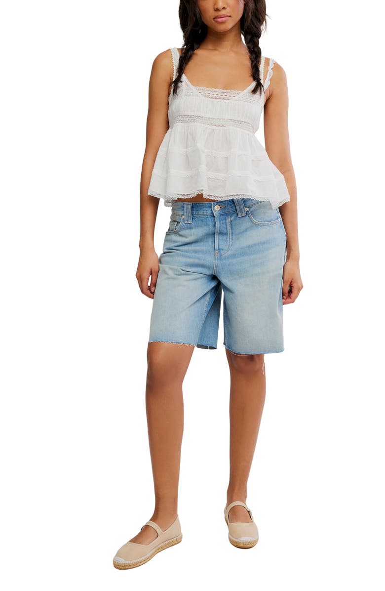 Free People Darling Dreams Lace Trim Babydoll Camisole, Alternate, color, Clean Ivory