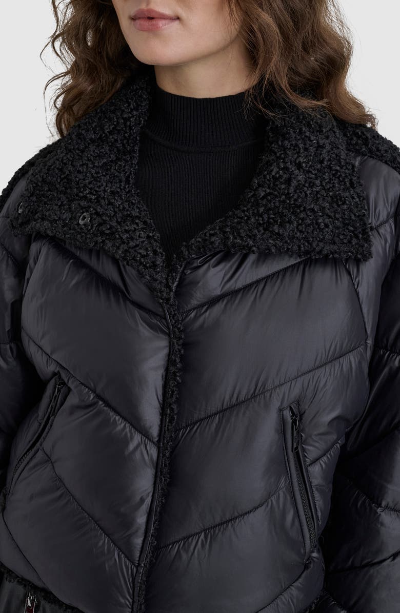 DKNY Faux Shearling Lined Quilted Jacket, Alternate, color, Black
