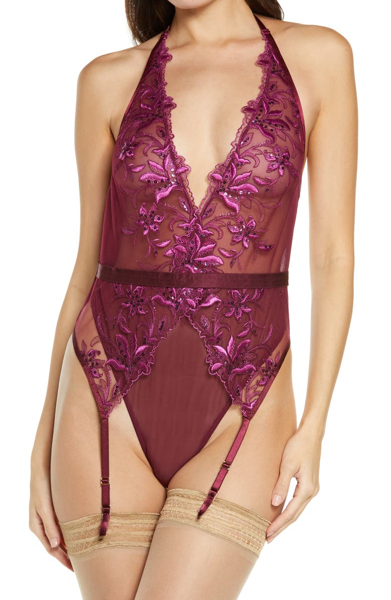 Ann Summers The Boldly Beautiful Thong Bodysuit with Garter Straps, Main, color, 