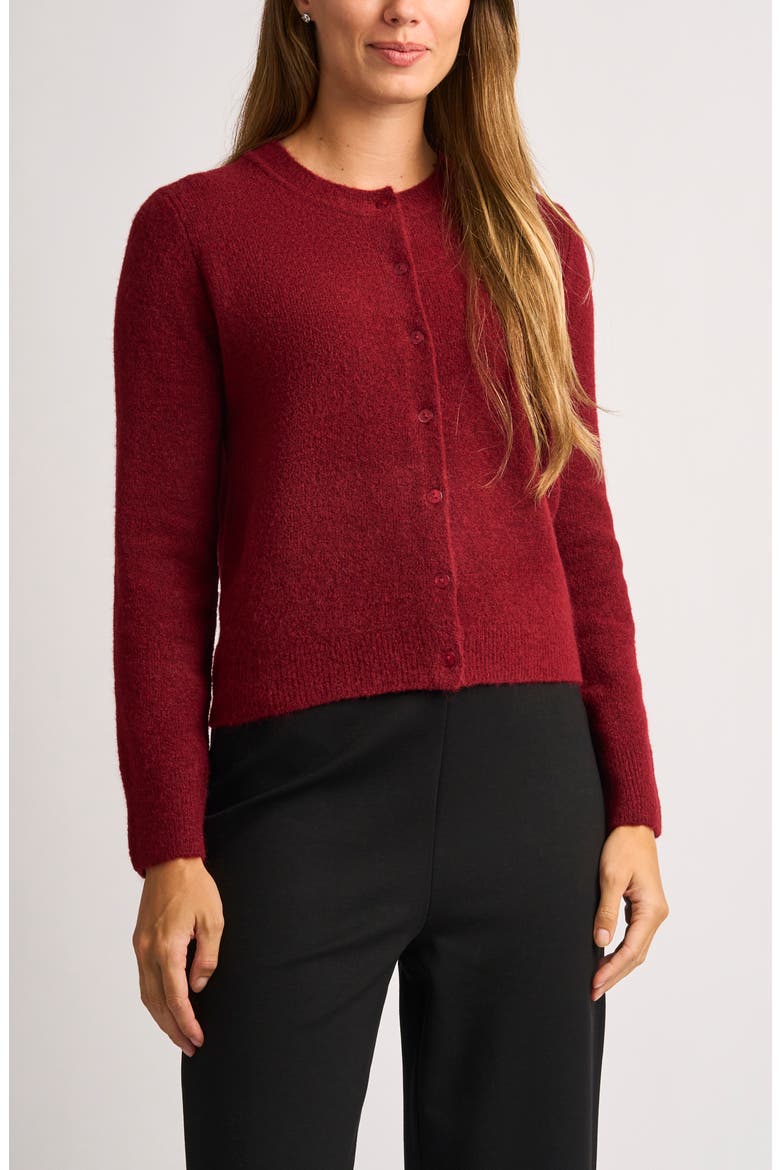 Fuzzy Crewneck Cardigan, Main, color, POMEGRANATE
