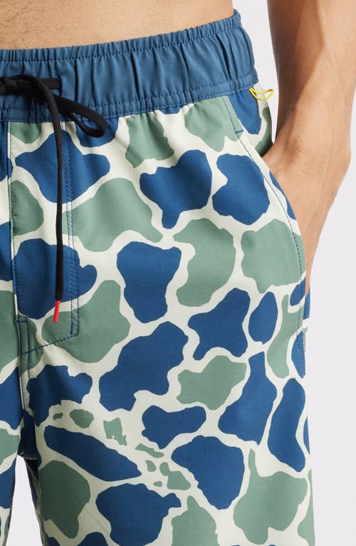 Florence Standard Issue Water Repellent Swim Trunks In Blue Camo