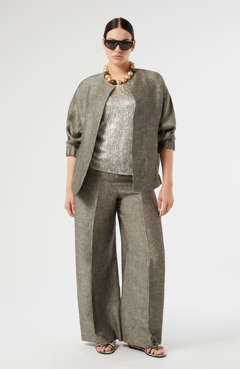 Marina Rinaldi Naccenni Linen Wide Leg Pants, Alternate, color, Black Flesh Toner