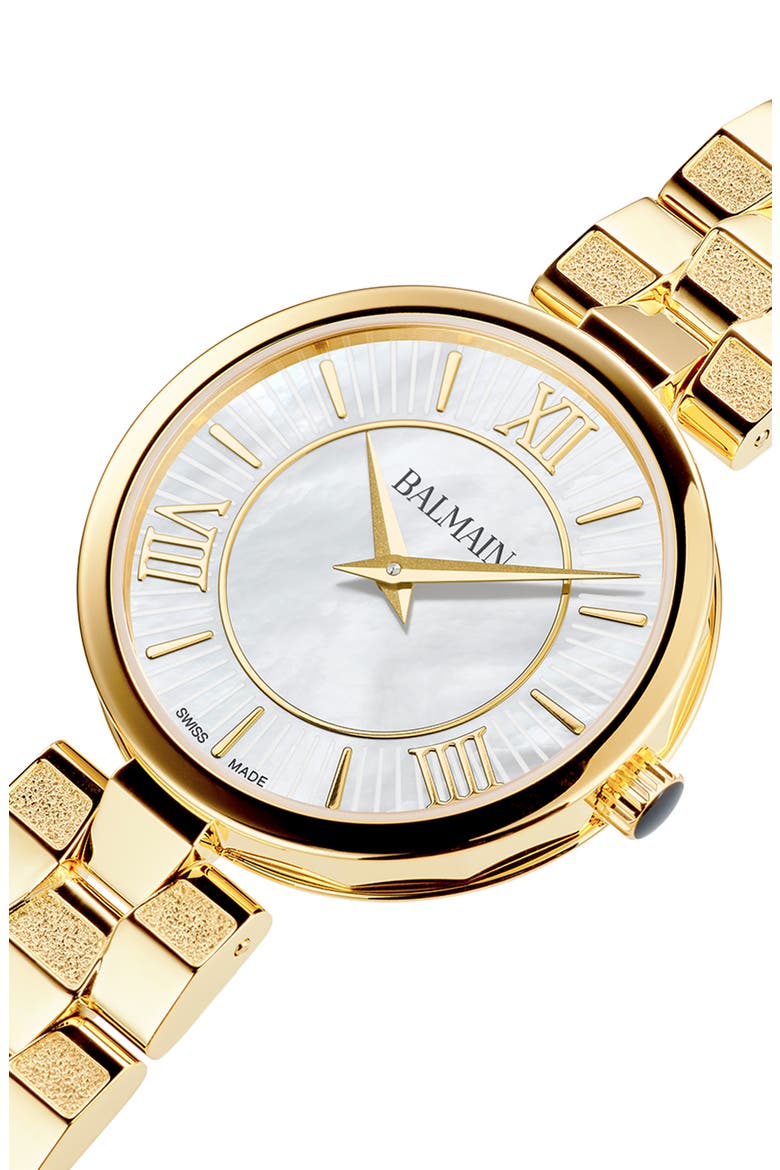 Mother-of-Pearl Stainless Steel Bracelet Watch, Alternate, color, GOLD/ STAINLESS STEEL